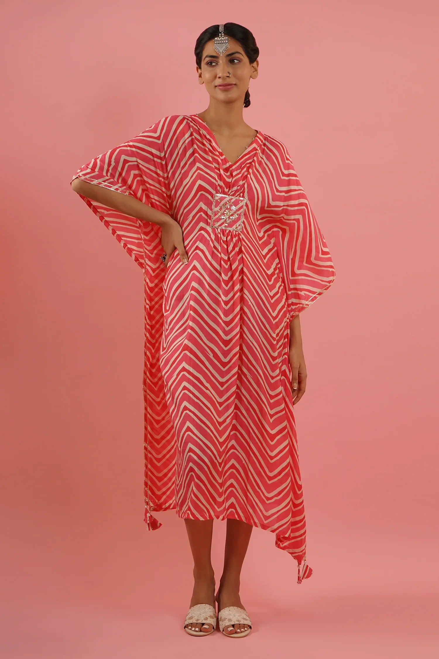 Mahruk Pink Printed Kaftan