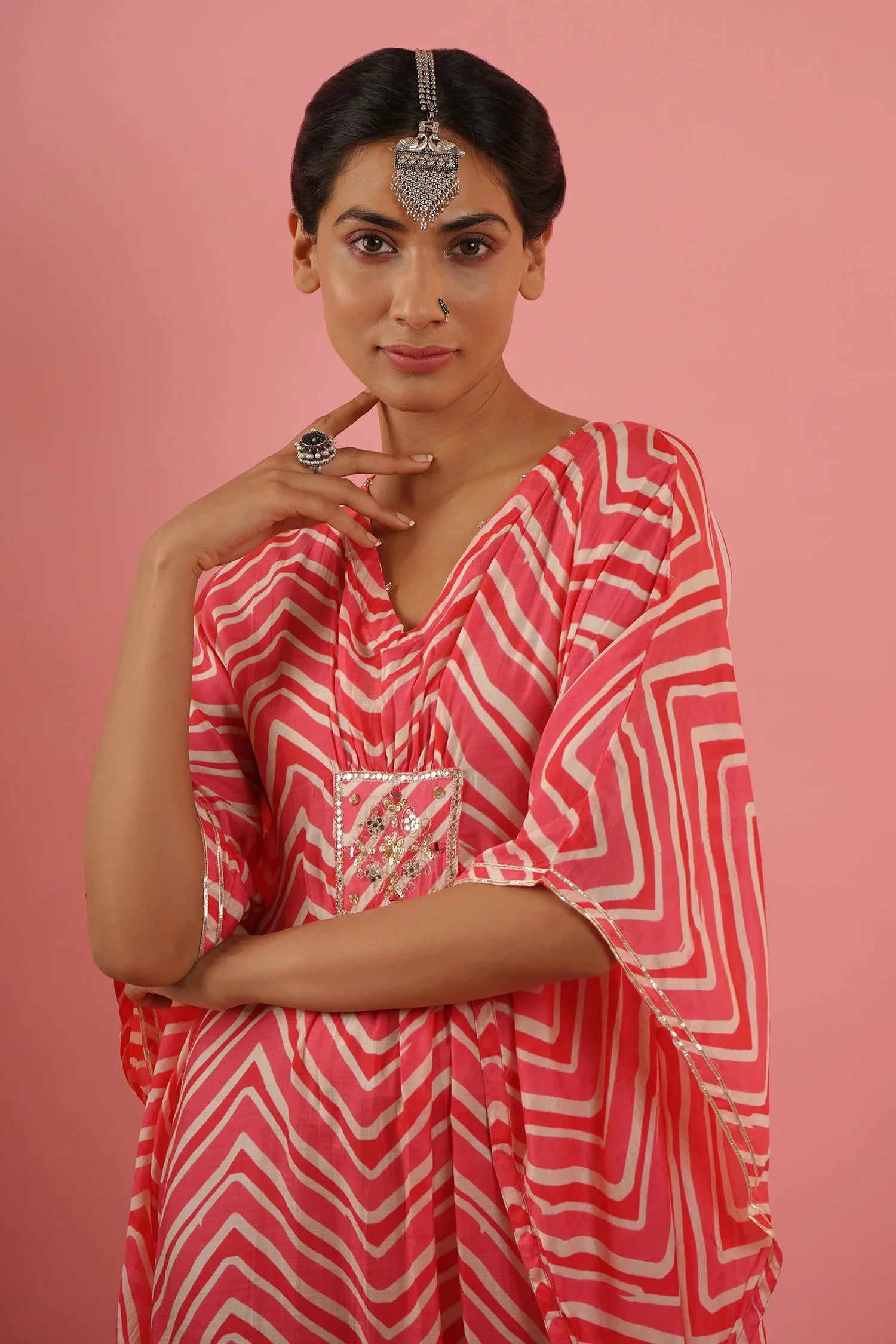 Mahruk Pink Printed Kaftan