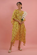 Mahruk Yellow Printed Kaftan