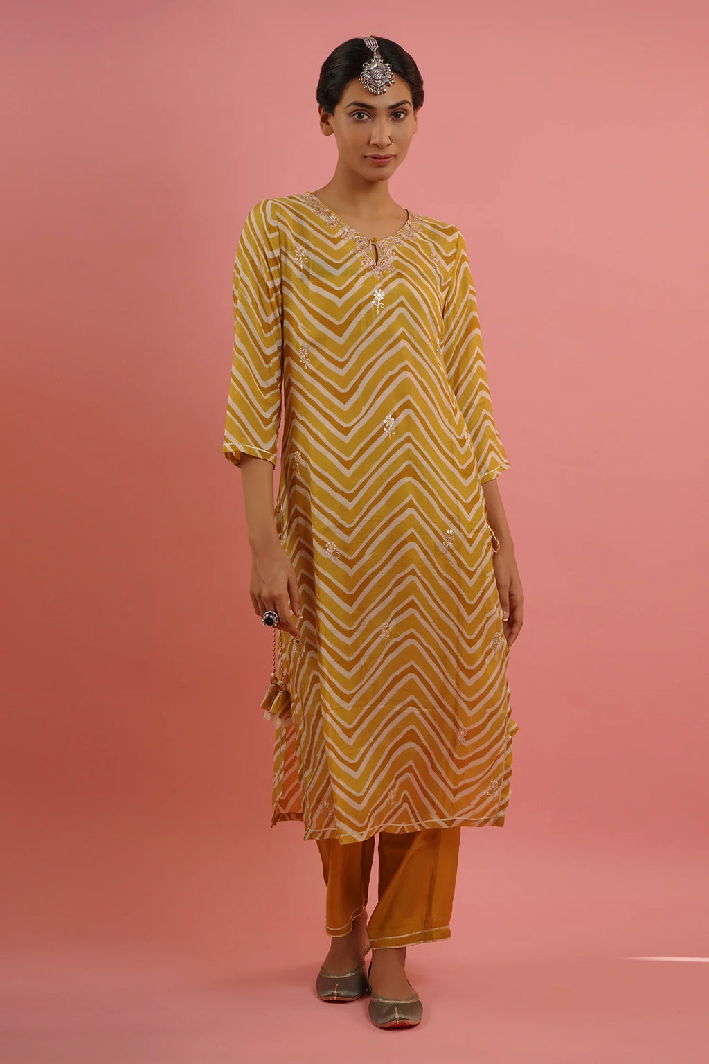 Mahruk Yellow Printed Kurta Set