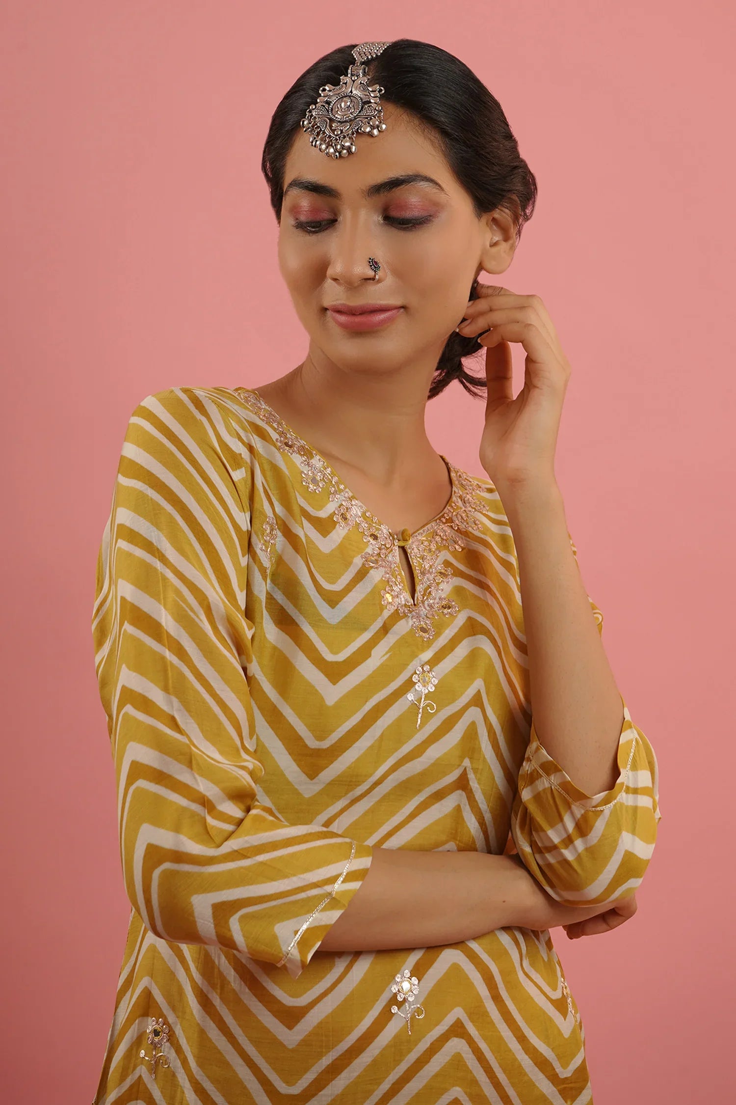 Mahruk Yellow Printed Kurta Set
